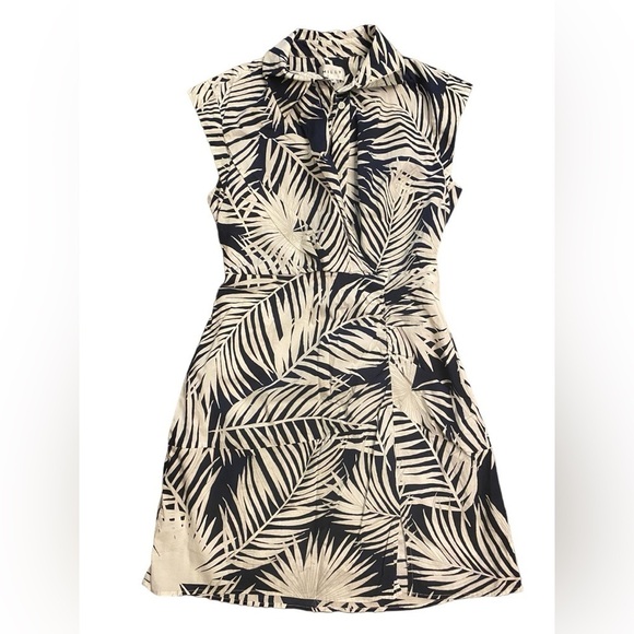 Milly Maxwell Leaf-Print Cap-Sleeve Dress Size 6 - Picture 3 of 9